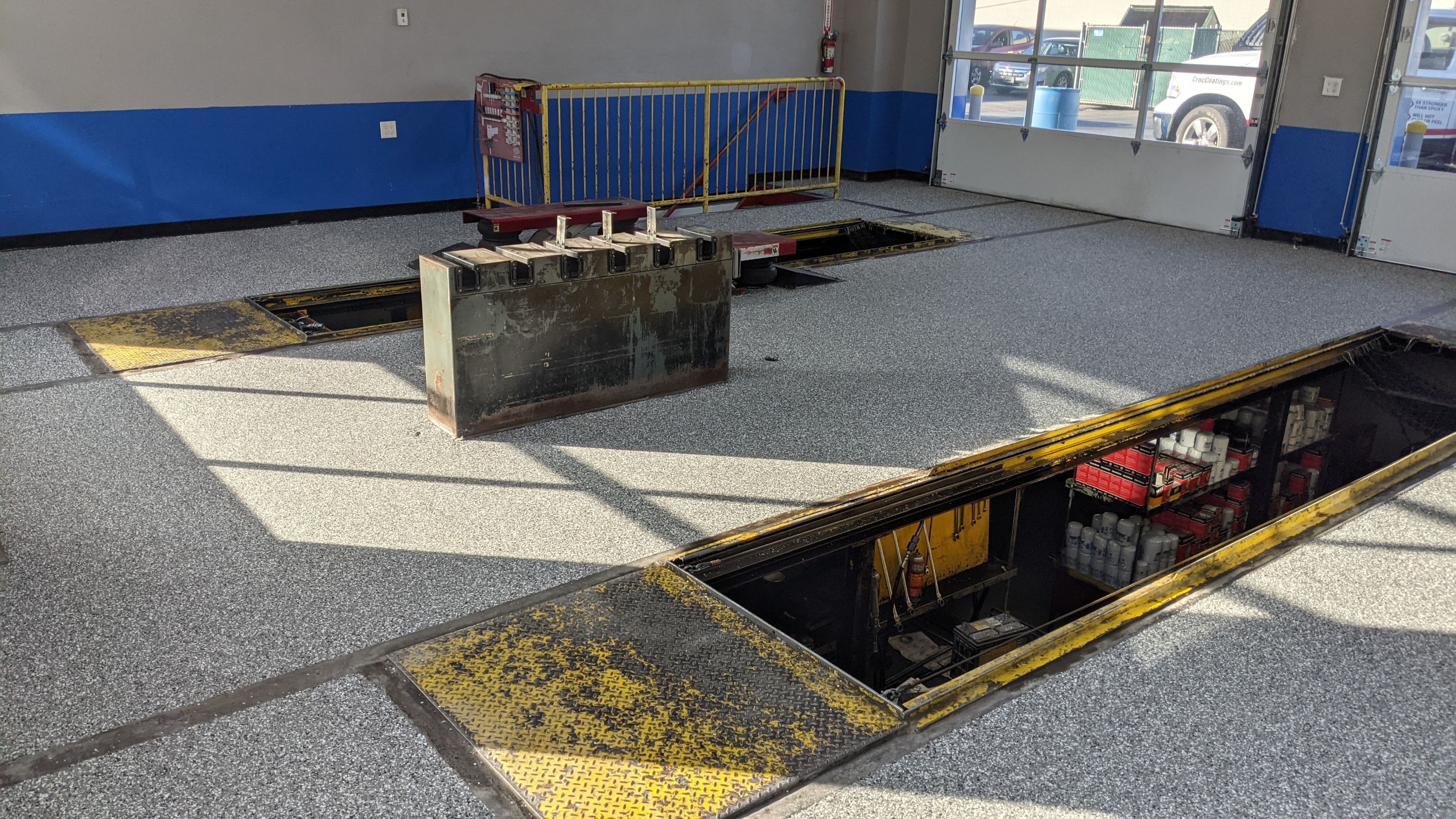 Commercial Floor Transformation using Slate Stone by Croc Coatings, LLC