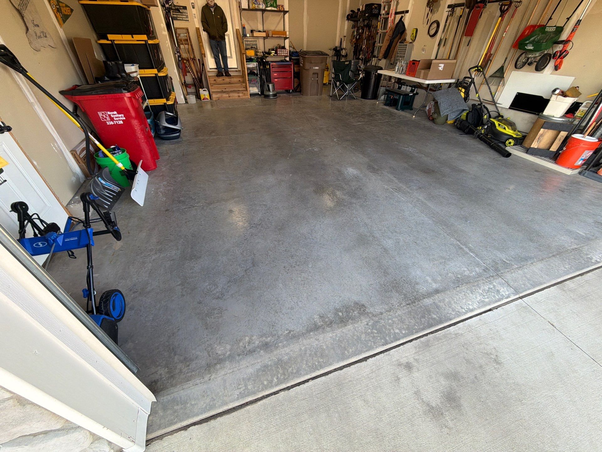 Sioux Falls Garage Floor Transformation With Gray Speckled Epoxy Coating