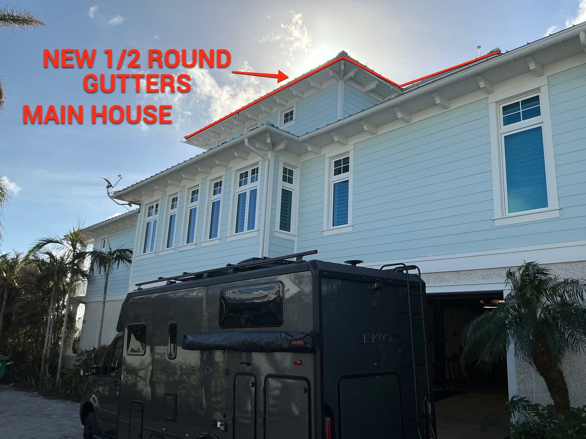 All New 1/2 Round Gutters in Nokomis FL by Gutter Professors