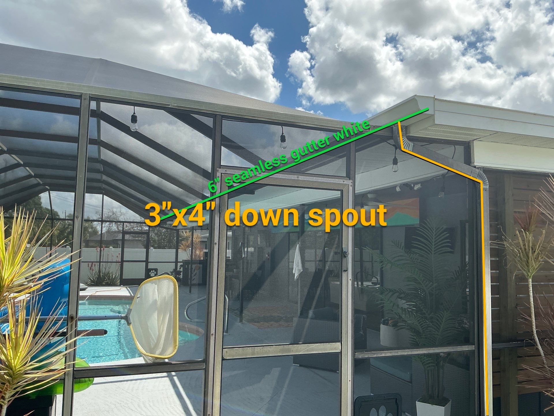 3x4 Downspouts Bronze Installation in Cape Coral FL by Gutter Professors