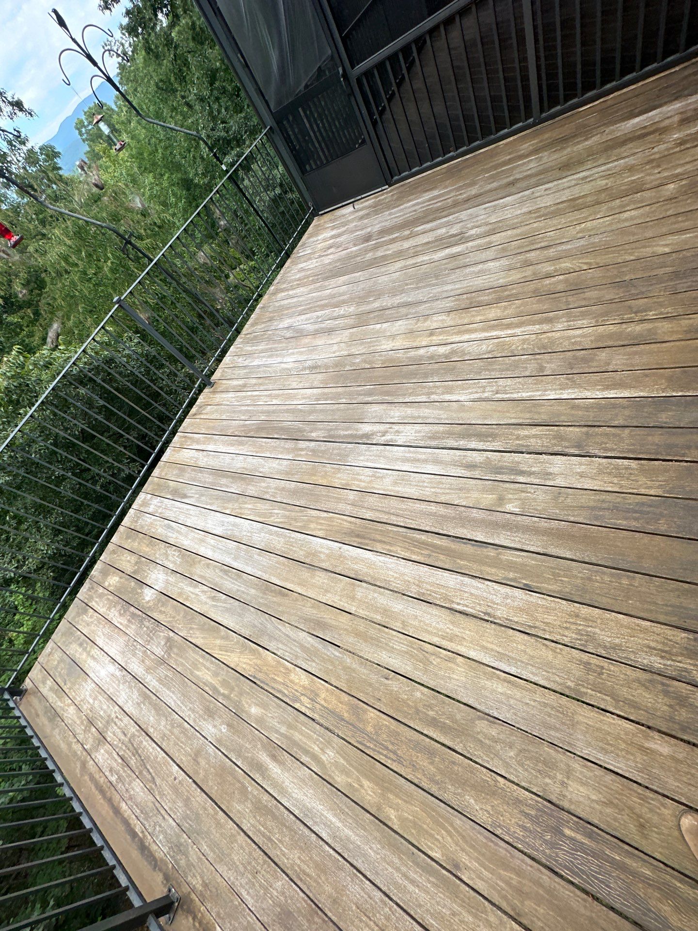 Wood Deck Refinishing and Black Metal Railing Upgrade in Travelers Rest by Painter1