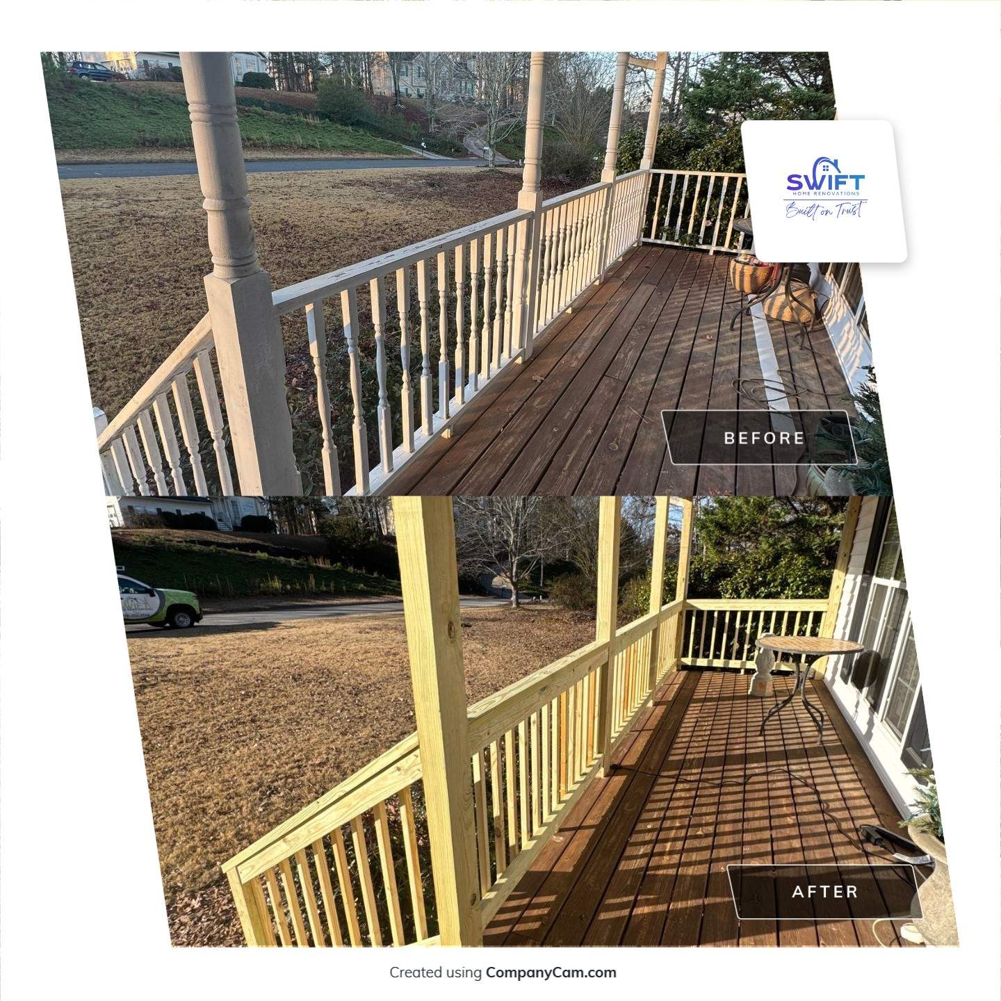 Pressure-Treated Porch Railing and Staircase Upgrade in Cumming by Swift Home Renovations