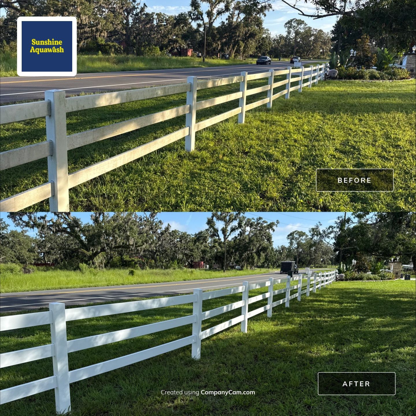 🐎 Vinyl Horse Fence, Entrance Cleaning + House Wash – Parrish, FL by Sunshine AquaWash