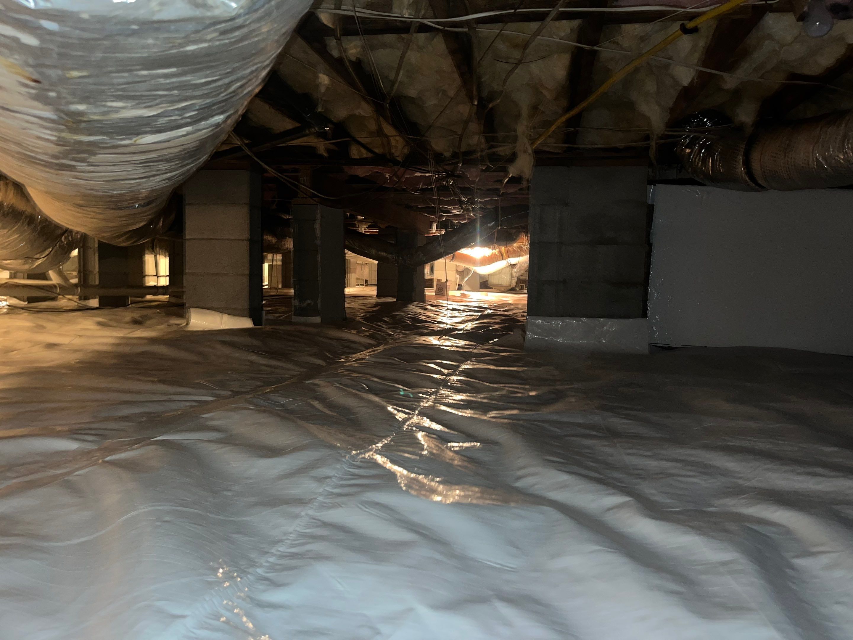 Dehumidifier and Moisture Barrier install with Structural repairs. by Impact Crawlspace