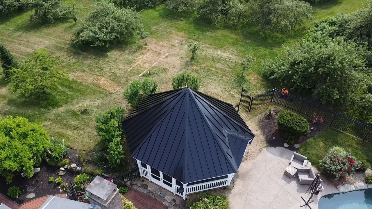 Standing Seam Black Metal Roof- Gazebo by Loyalty Exterior Solutions 