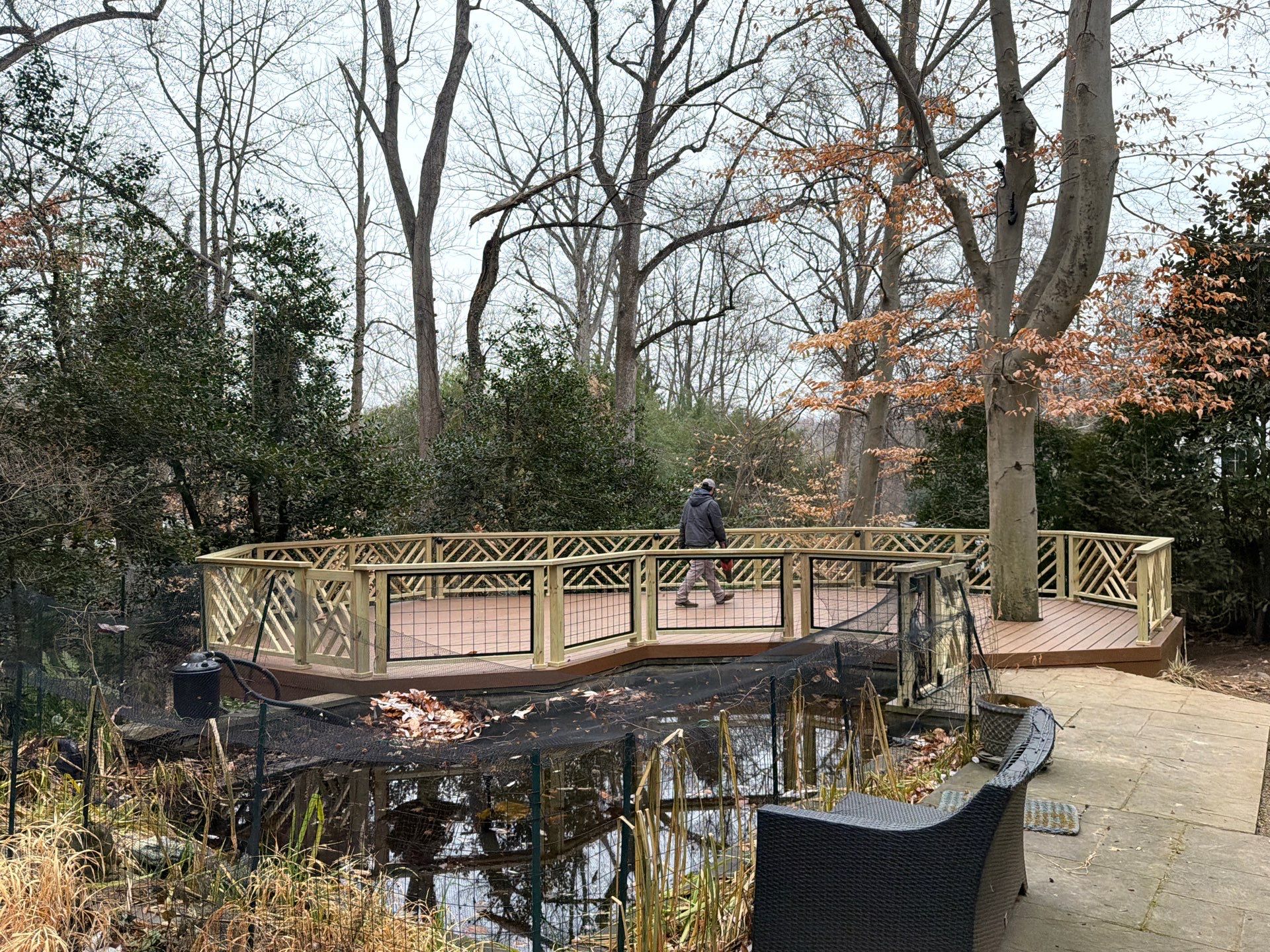 Custom Composite Deck Replacement with Geometric Railing in Bethesda, MD by Jakari Restoration & Construction LLC