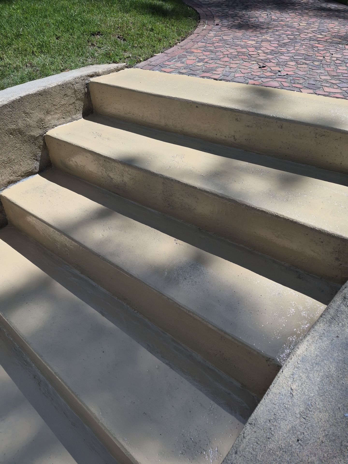 Concrete Stair Repair and Coating in Spokane Featuring Chestnut Flake by Croc Coatings, LLC