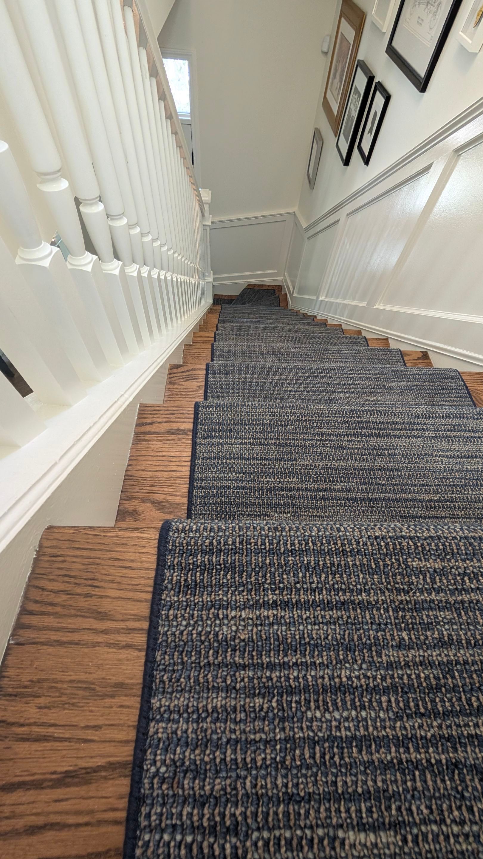 Chicago Residential Staircase Upgrade with Hardwood Treads and Custom Runner by Floor Coverings International of Chicago North Side