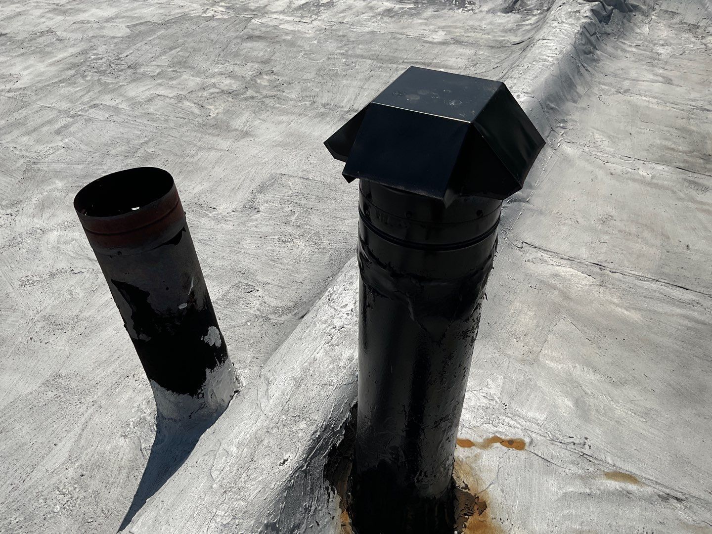 Residential Roofing Repair using Mule-Hide 221 Wet/Dry Roof Cement by Alpha Design Services