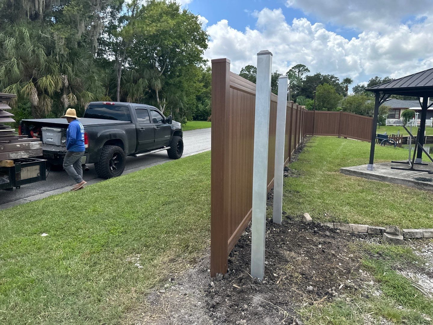 Vinyl Privacy Fence using 6Ft Professional Grade Mocha Walnut Privacy Fence by Asap fence and gates, LLC