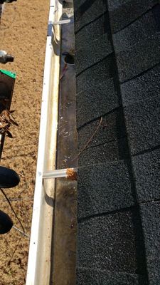 Gutter Cleaning using water