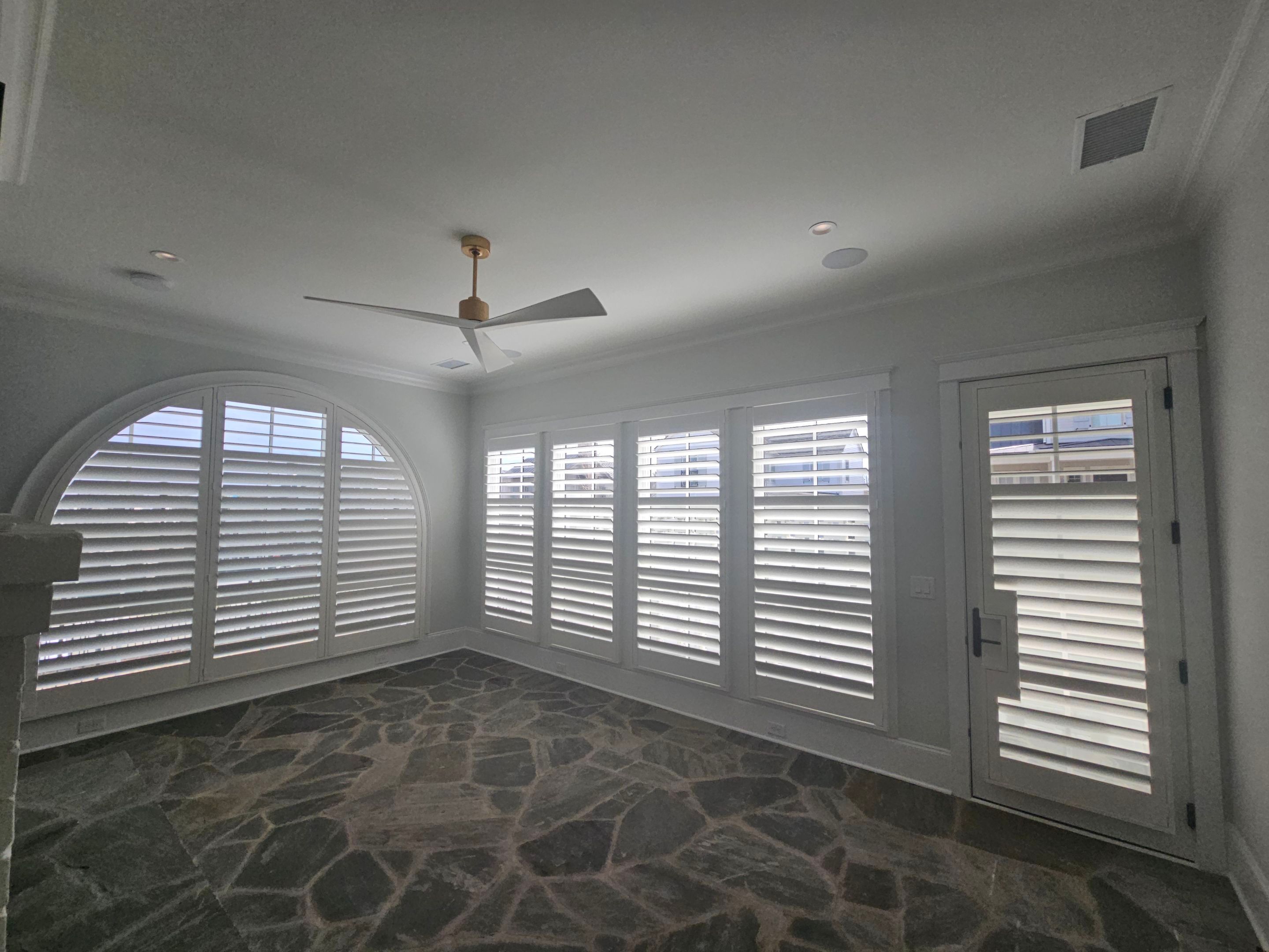 Shutters in new construction Greenville, SC by Southern Traditions Window Fashions