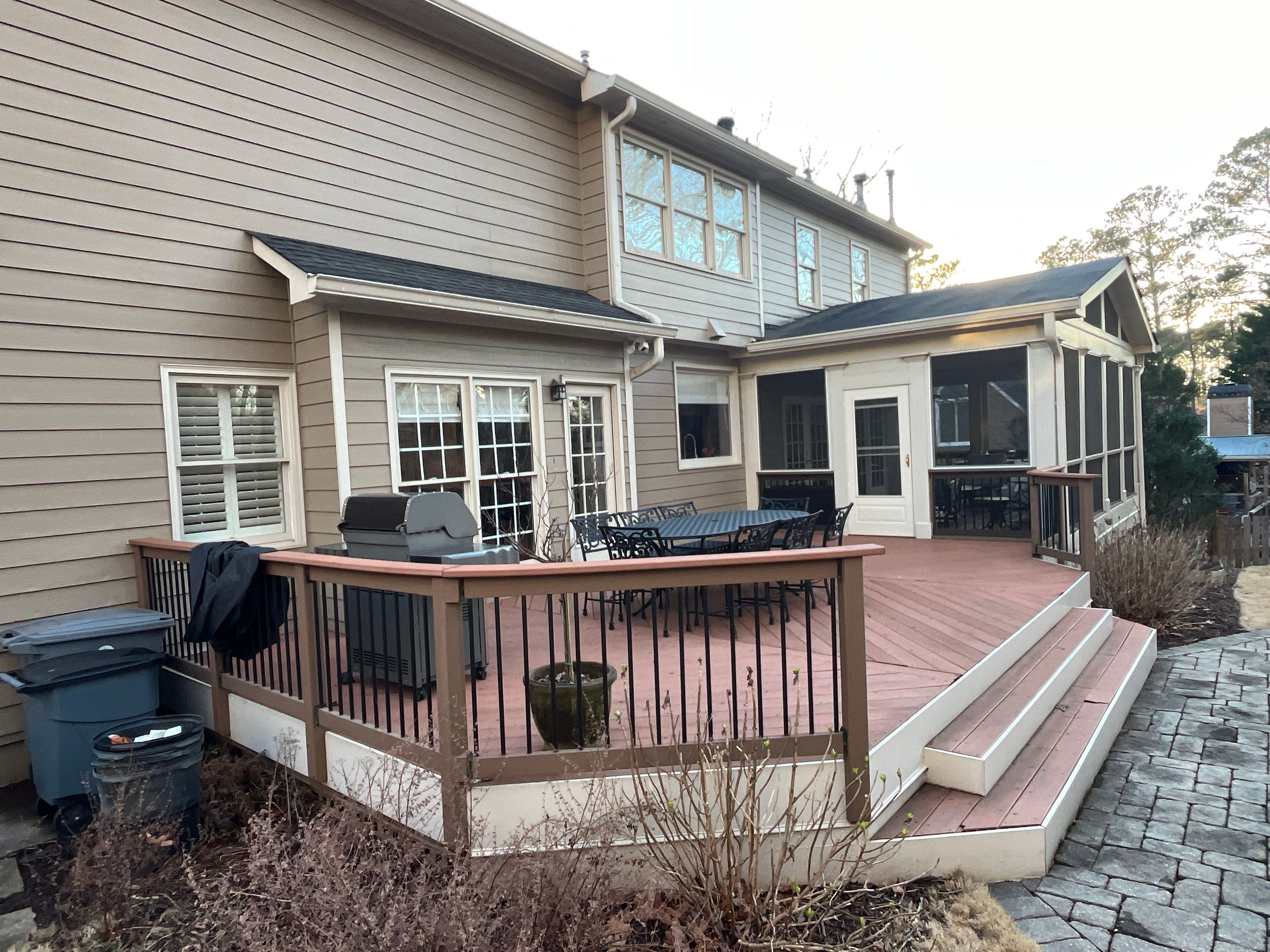 James Hardie Siding Install, Rotten Wood Replacement, Trex Deck Resurface, and Exterior Paint Project in Roswell, GA by Nelson Exteriors 
