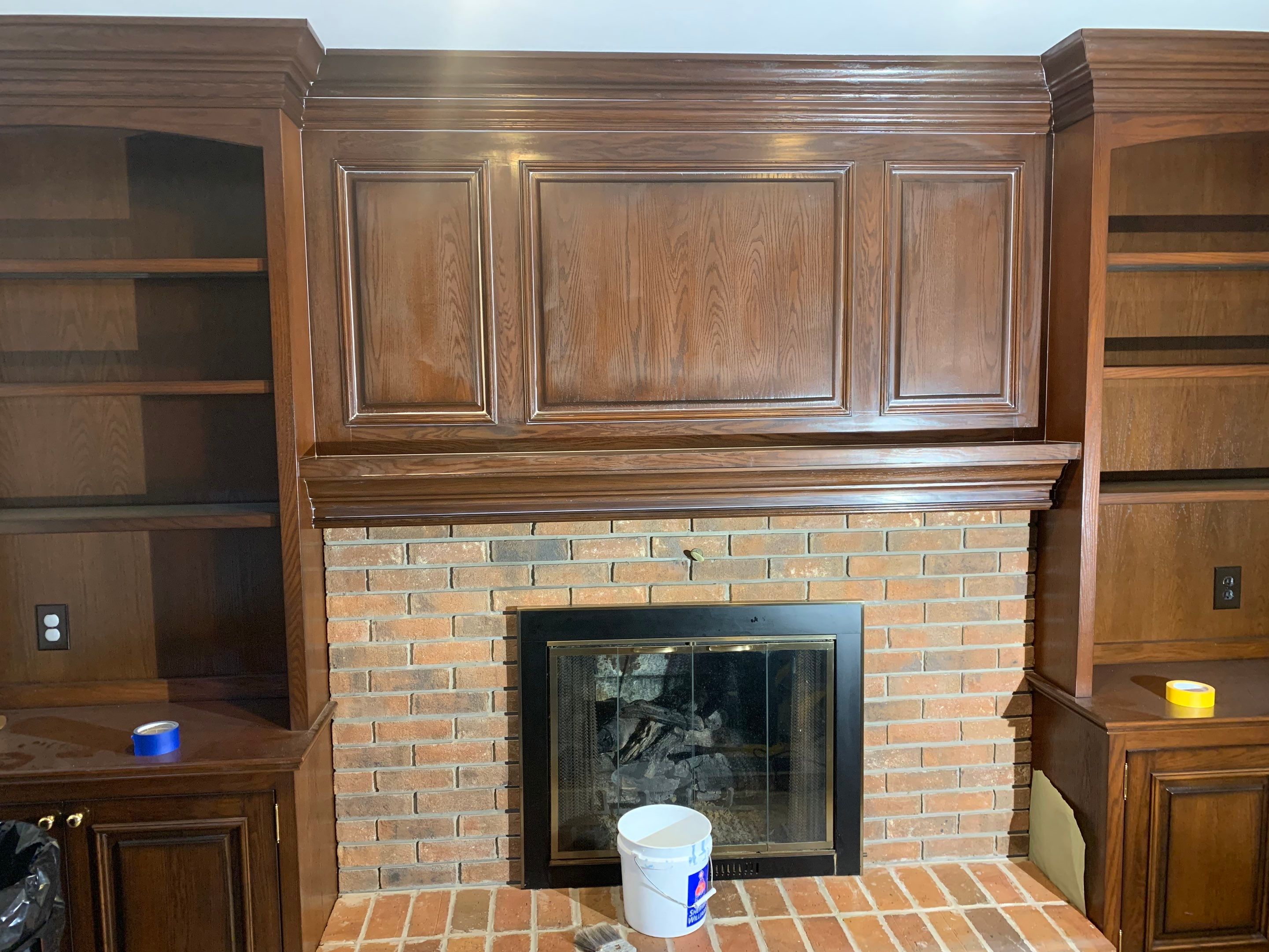 Fireplace/Mantle and Painting Stenciled Walls by Empire Painting Services, LLC