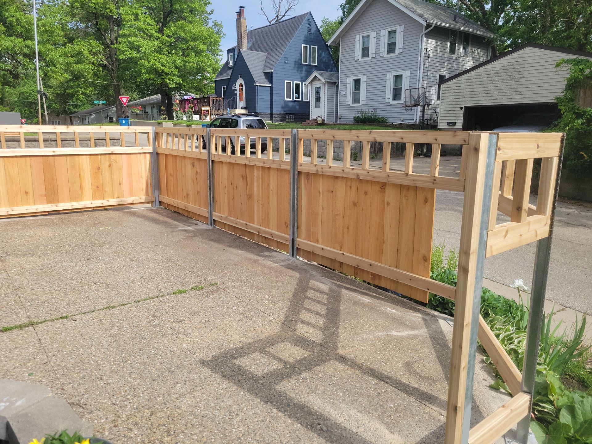 Custom Cedar Patio Fence in Waterloo by Perfect Picket Fence and Stain