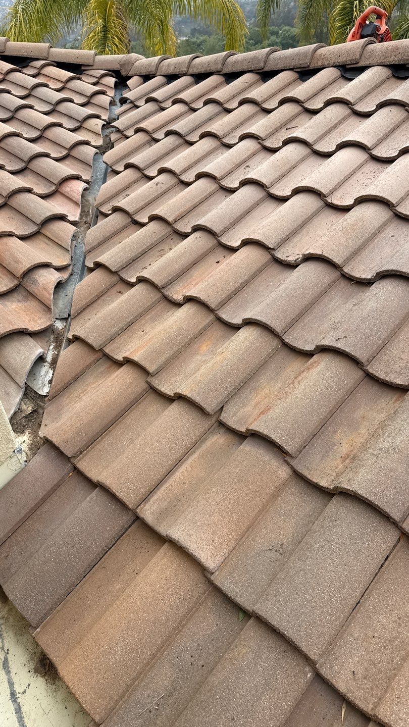 Terracotta Tile Roof Repair and Ridge Cap Sealing in Escondido by Reliable Roofing San Diego Inc.