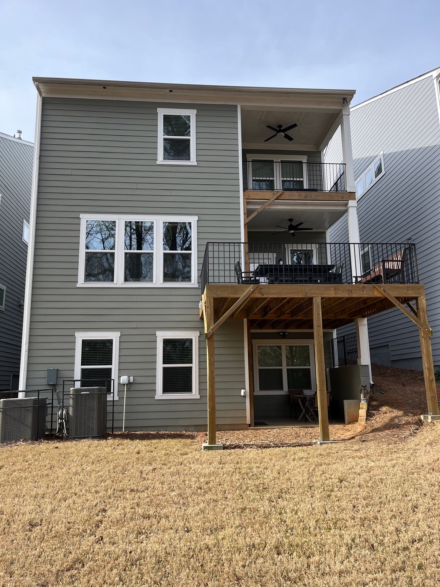 Decatur, GA Multi-Deck Rebuild using Pressure Treated Pine with Trex LED Riser Lights by Nelson Exteriors 