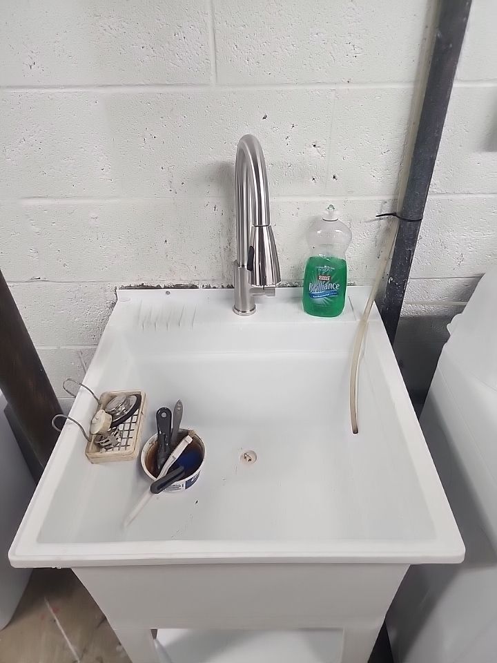Laundry Tub Replacement w/ new faucet using Muskee Single Laundry Tub by Sureway Comfort John Wilcox Plumbing Heating Cooling
