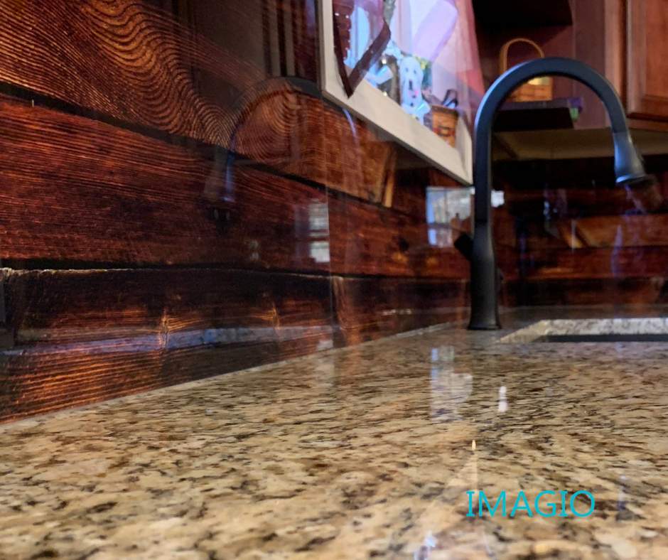IMAGIO Nailed Oak Solid Glass Kitchen Backsplash by IMAGIO