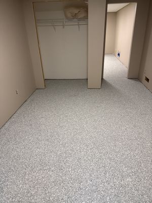 Basement Concrete Coating with Speckled Flake Finish in Elkhart