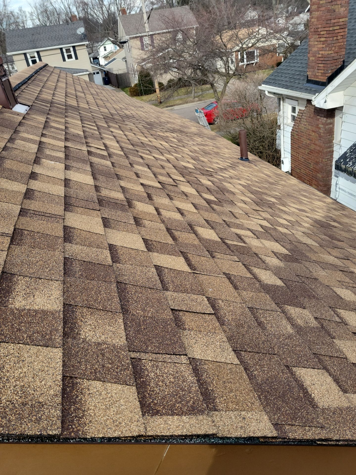 Atlas Pinnacle, Color: Morning Harvest, Drip Edge: Royal Brown by Eagle Eye Roofing