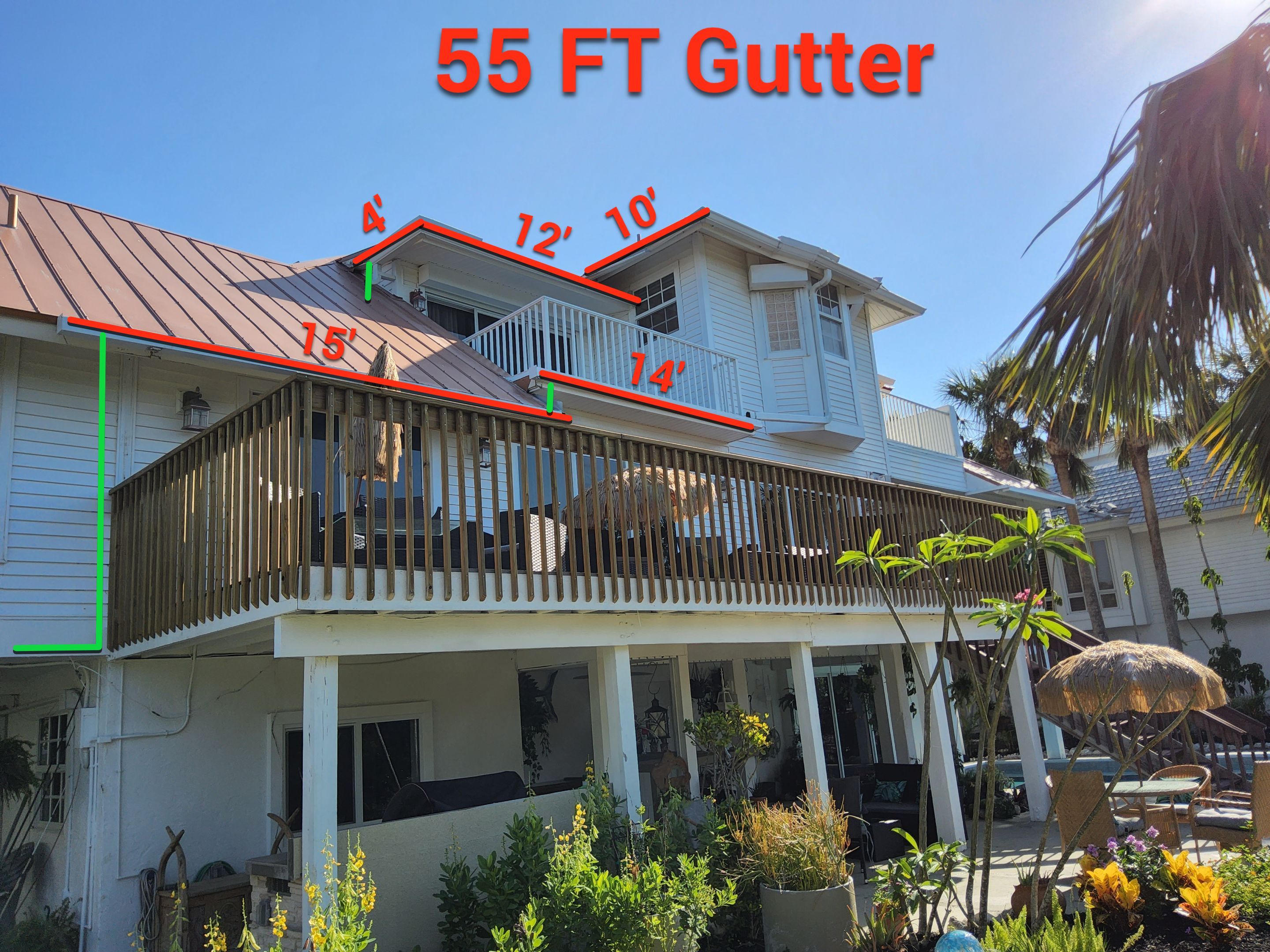 White K-Style Gutters Installed with White Downspouts in Sanibel FL by Gutter Professors