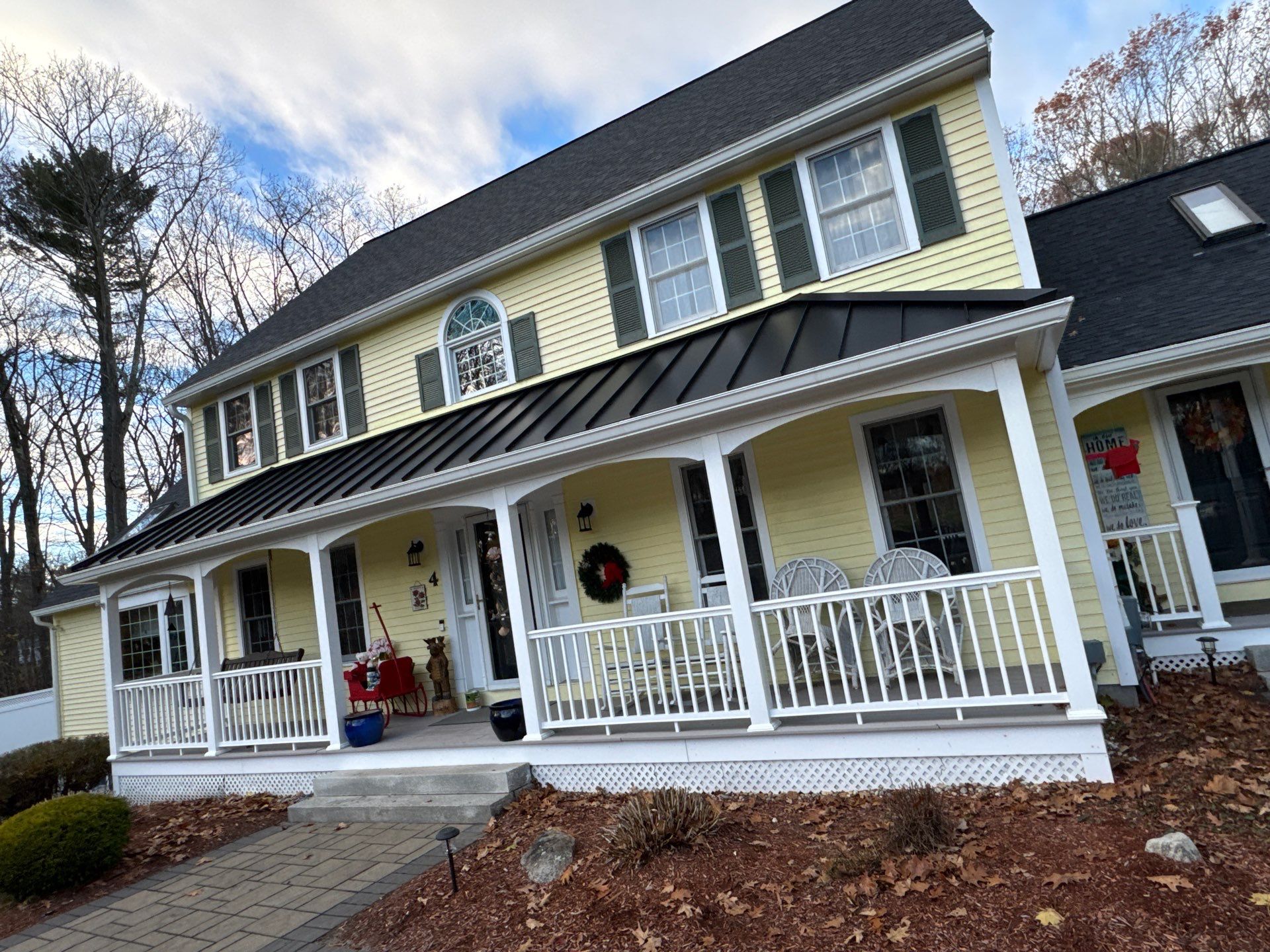 Chelmsford Premium Roof: Onyx Black Shingles with Standing Seam Metal Porch by Mighty Dog Roofing of Greater Middlesex County