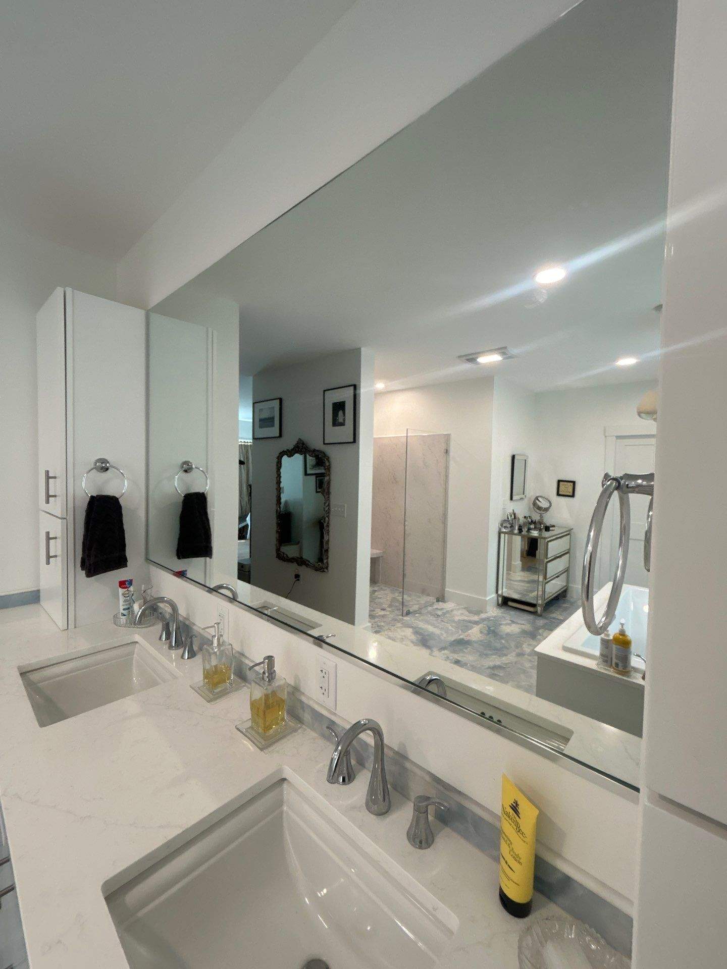 Frameless Showers and Custom Bathroom Mirror by Cheshire Glass Company