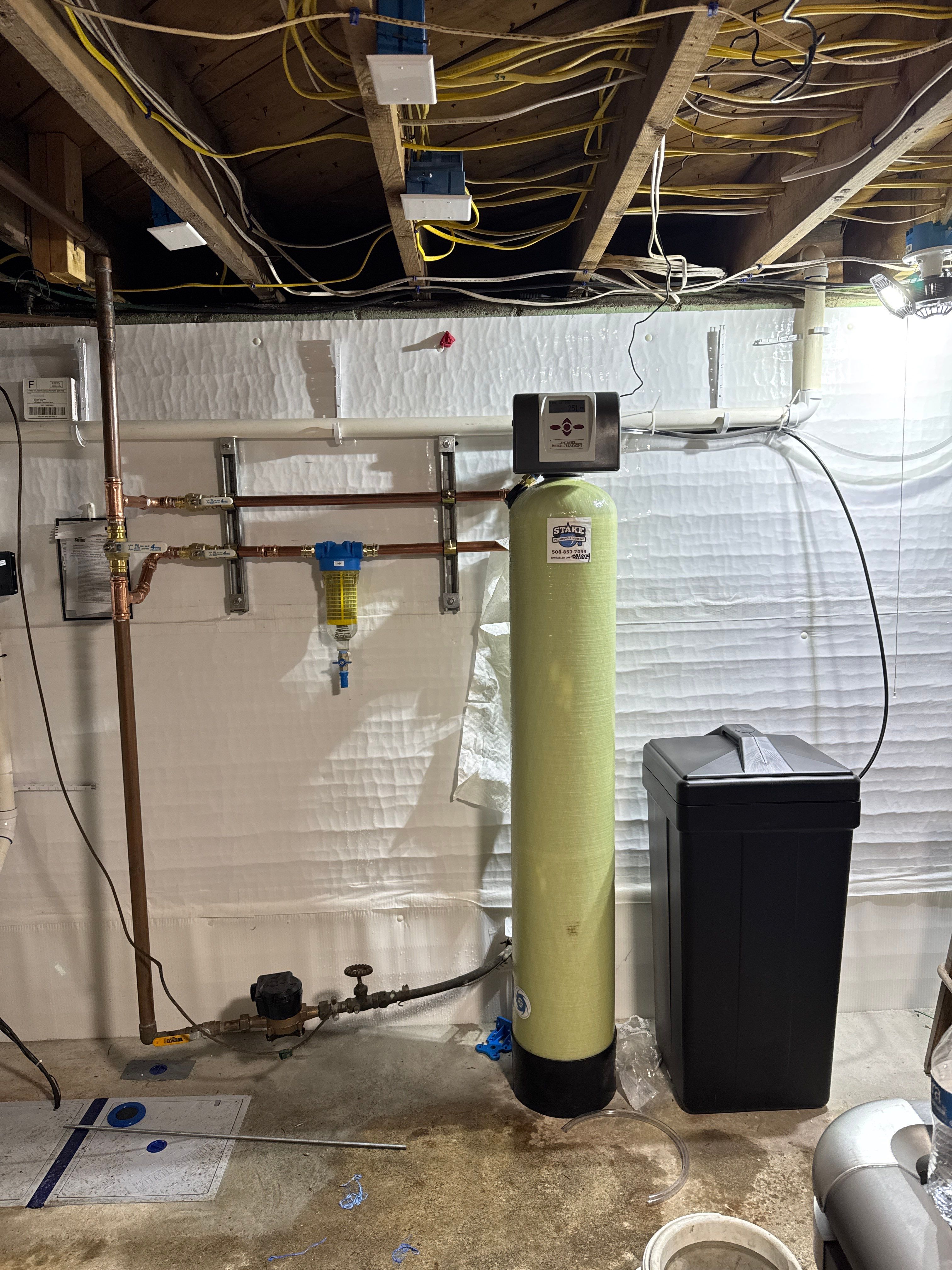 Combination Water Softener and Carbon Filter Installation. by Stake Plumbing and Heating