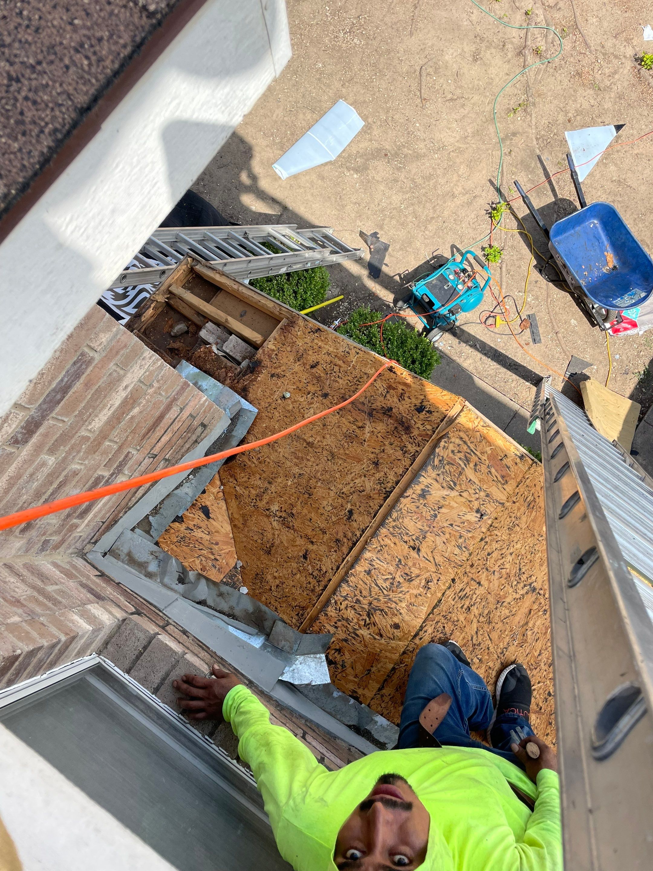 Full Roof Replacement, Chimney Rebuild and Interior Damage Replacement by First United Roofing & Construction