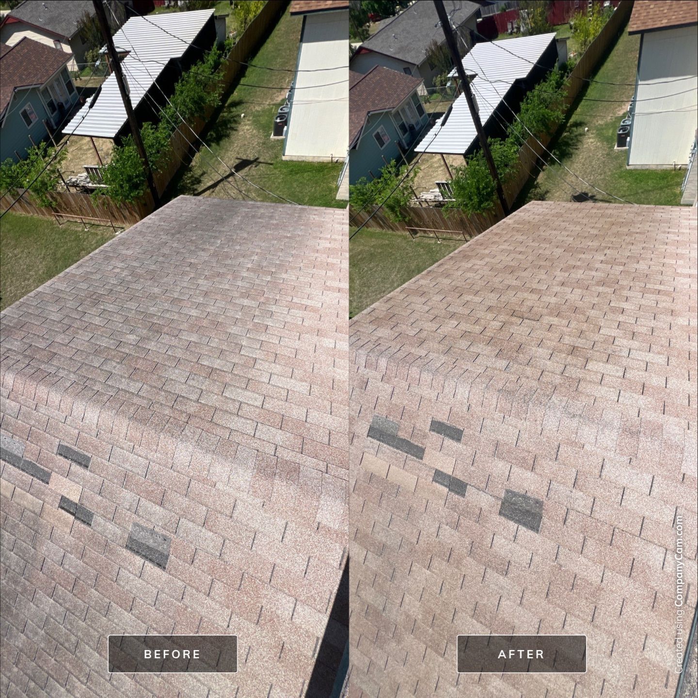 Shingle Roof Washing Project in San Antonio by Bright Choice