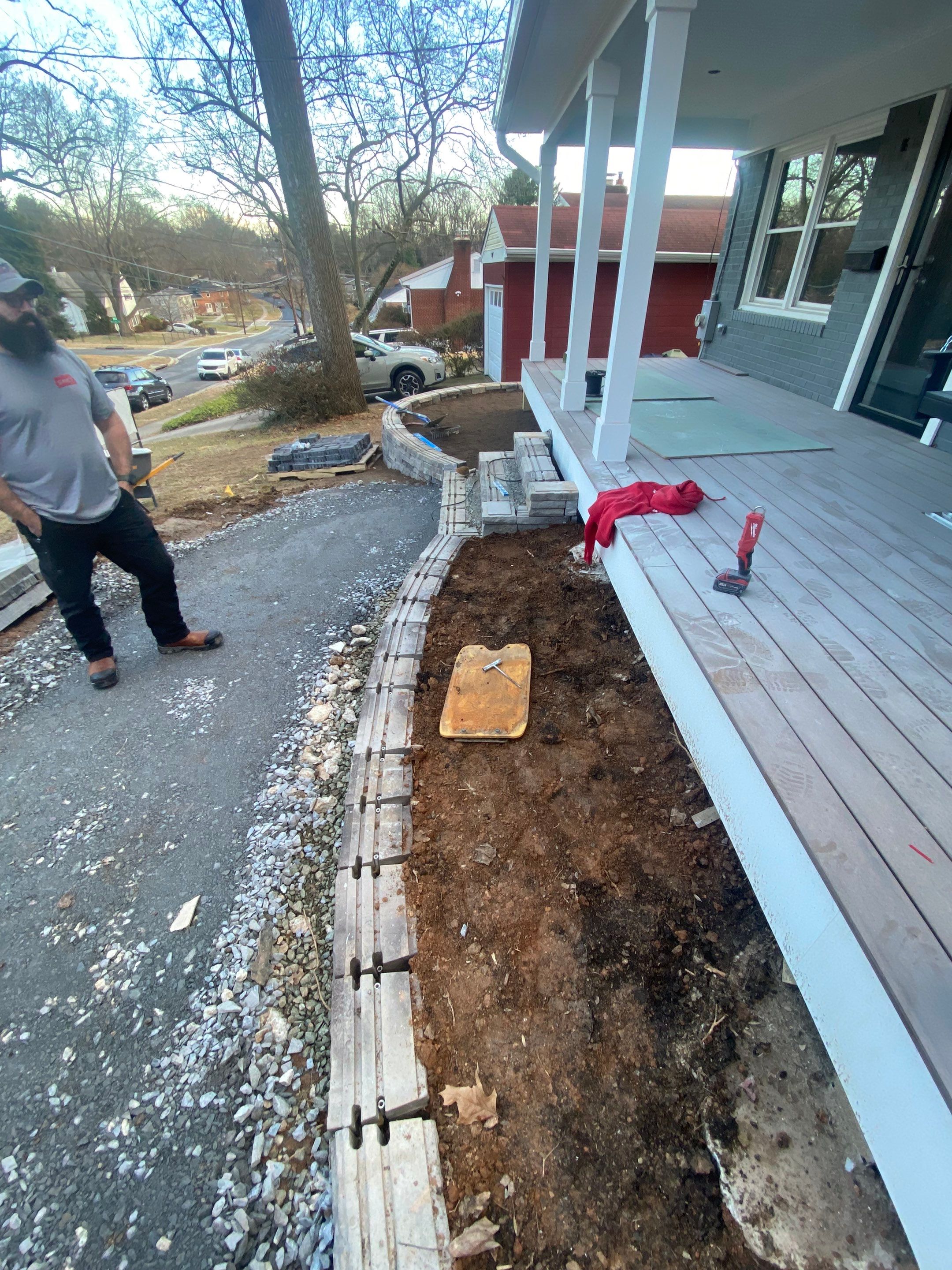 Retaining wall, walkway, small patio and landscape install by The Smet Companies, LLC