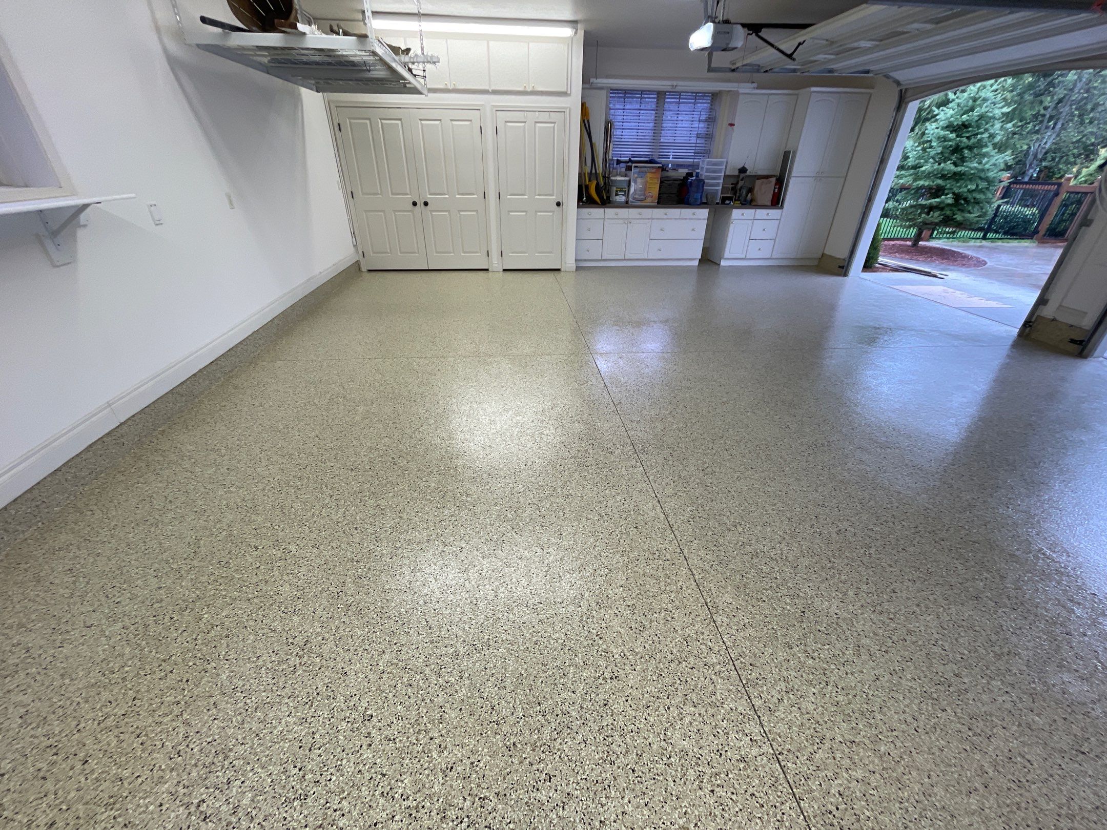 Garage Transformation using Driftwood Colorway by Croc Coatings, LLC