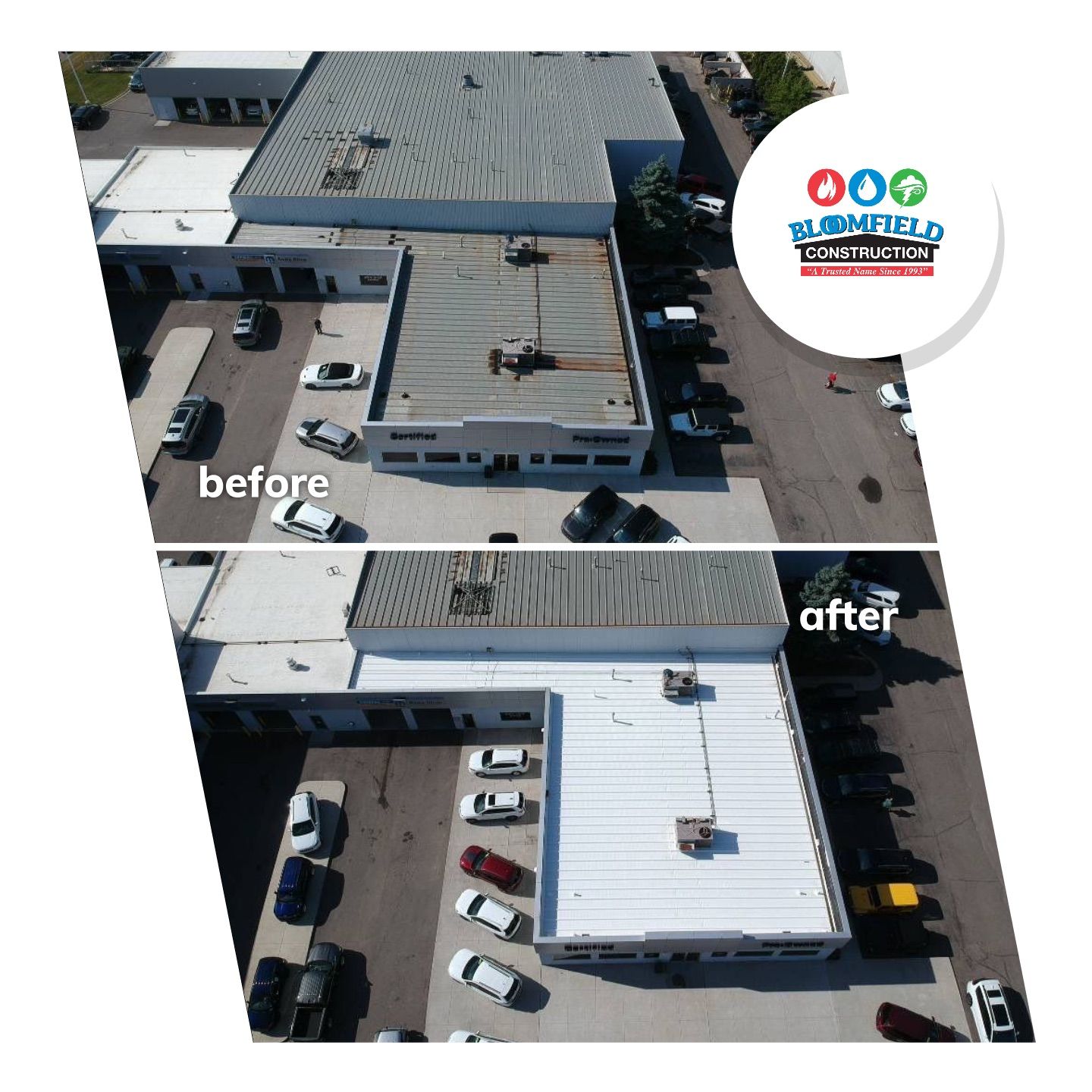  Car Dealership - Commercial  Roof Coating by Bloomfield Construction & Restoration