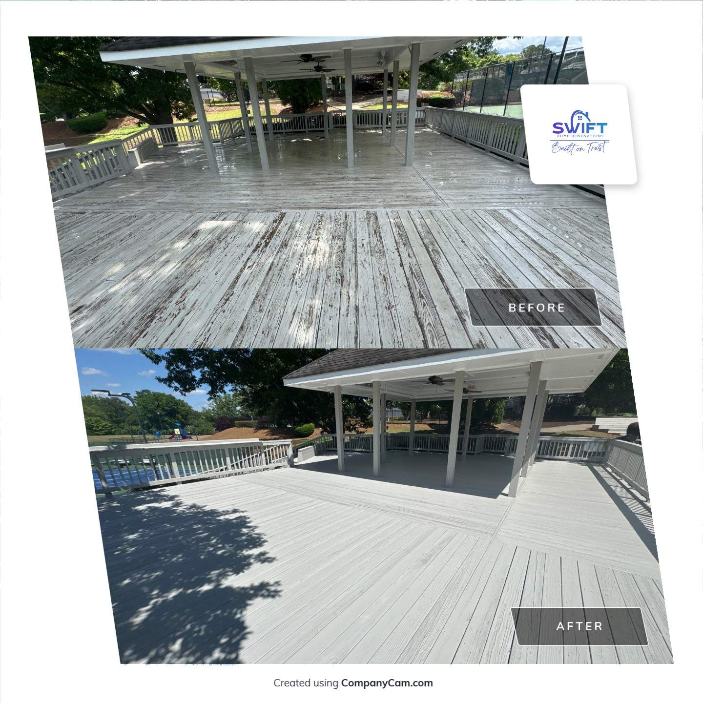 Exterior Deck and Pavilion Painting for Wexford Tennis Club in Roswell by Swift Home Renovations