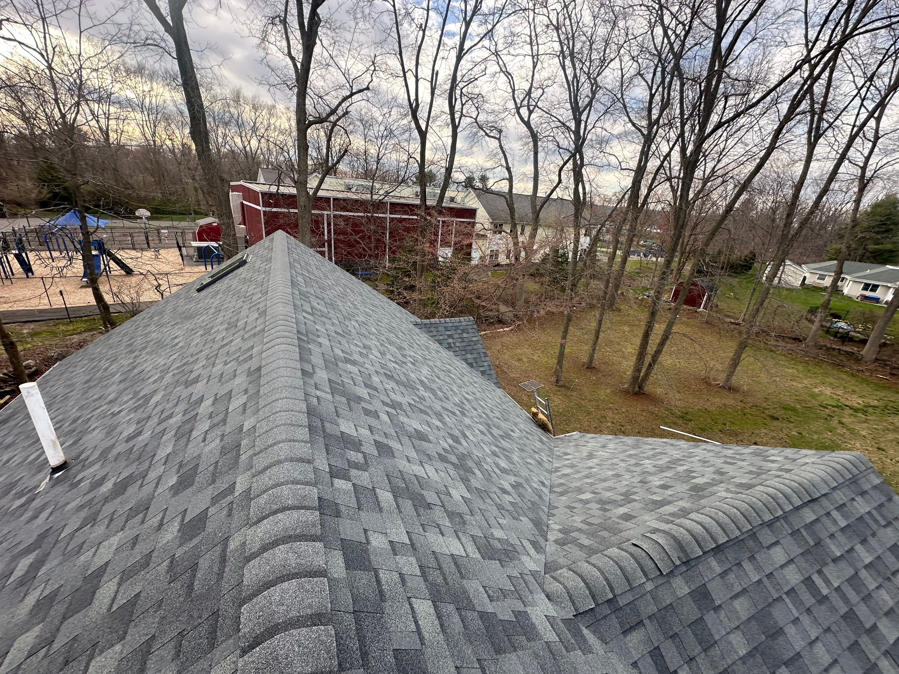 Residential Roofing Installation using Owens Corning TruDefinition Duration AR - Estate Gray & New Harvey Windows by A Plus Exterior