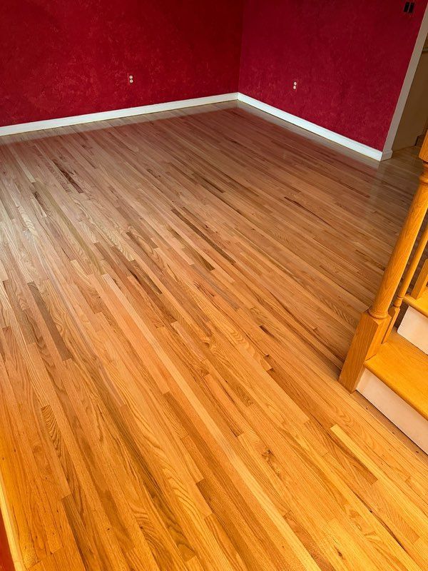 Red Oak Refinish using Duraseal Natural Stain with Semi Gloss Finish by Footprints Floors Morristown
