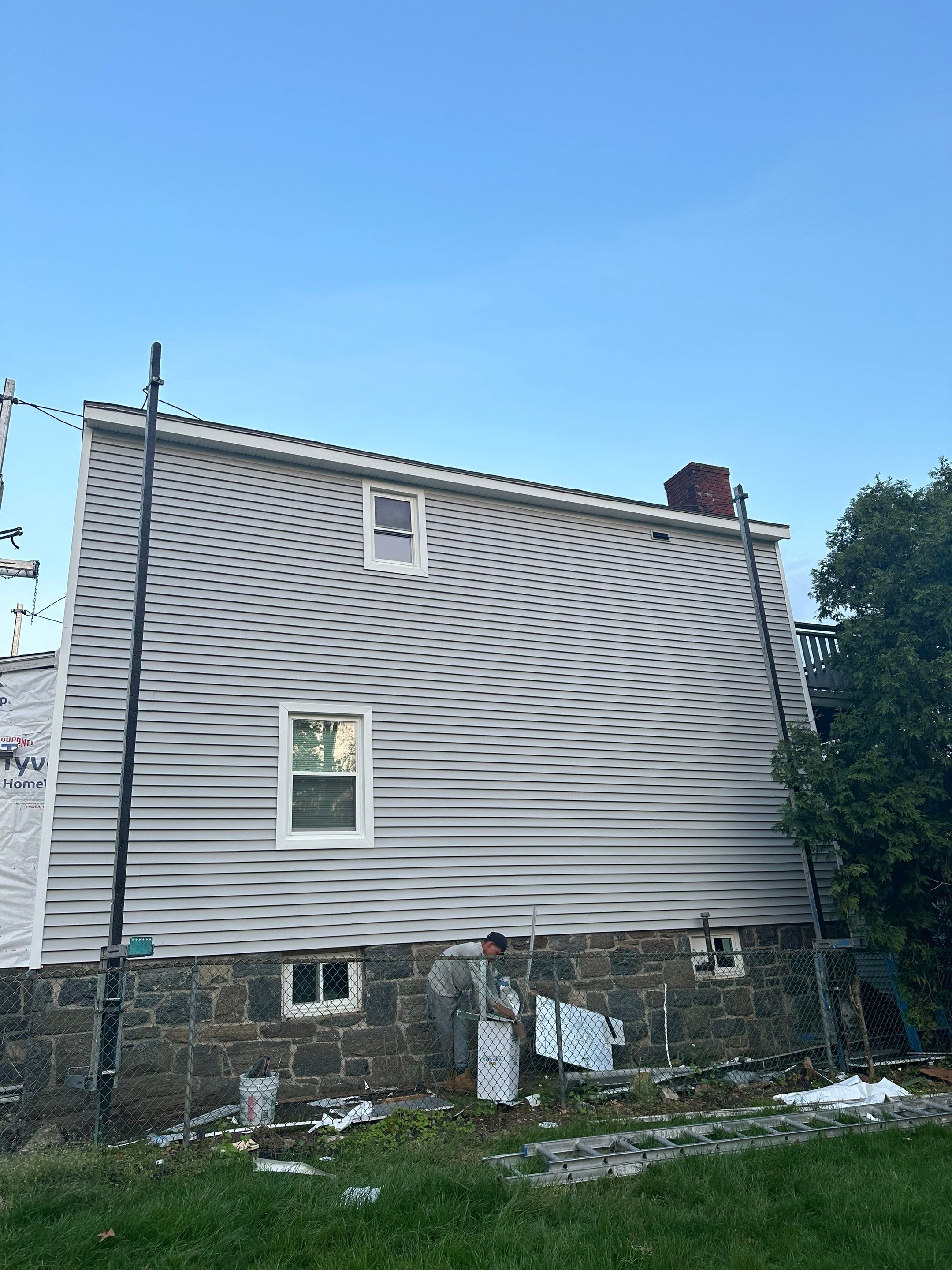 Siding Installation using Certainteed Cedar Impressions Straight Edge Perfection Shingles - D7 - Sterling Gray by A Plus Exterior