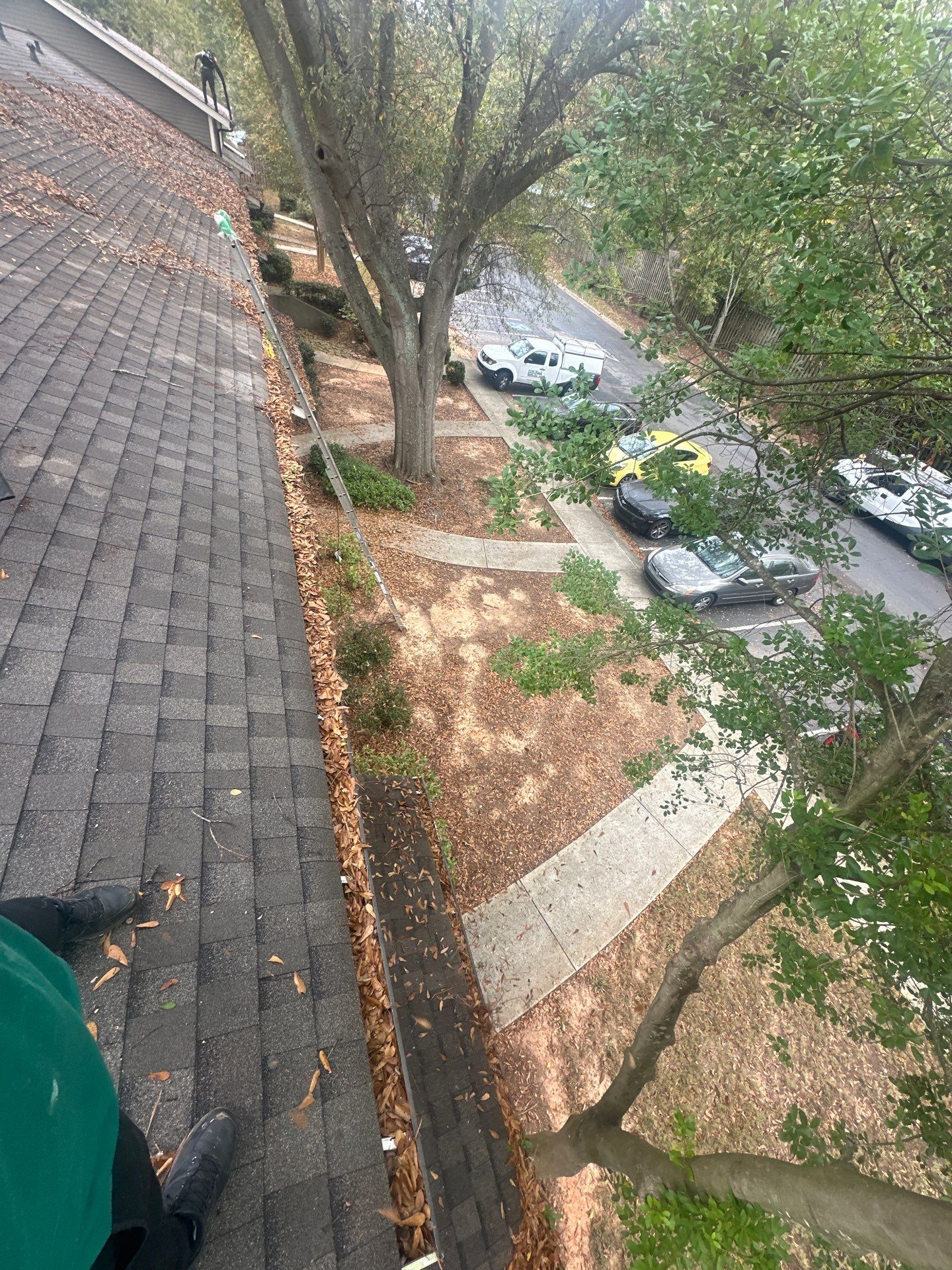 Commercial gutter cleaning Marietta & Kennesaw, GA	 before photo with filled gutters
