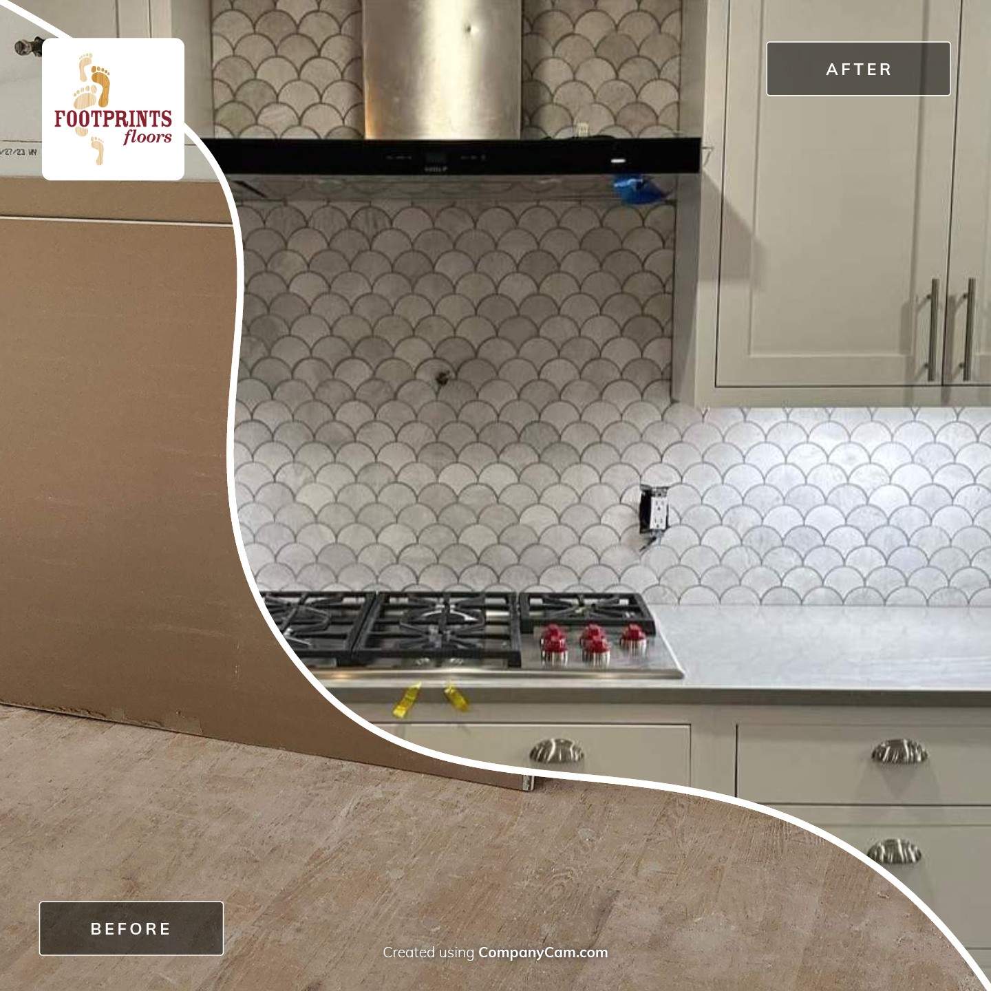 Scallop Backsplash by Footprints Floors Morristown