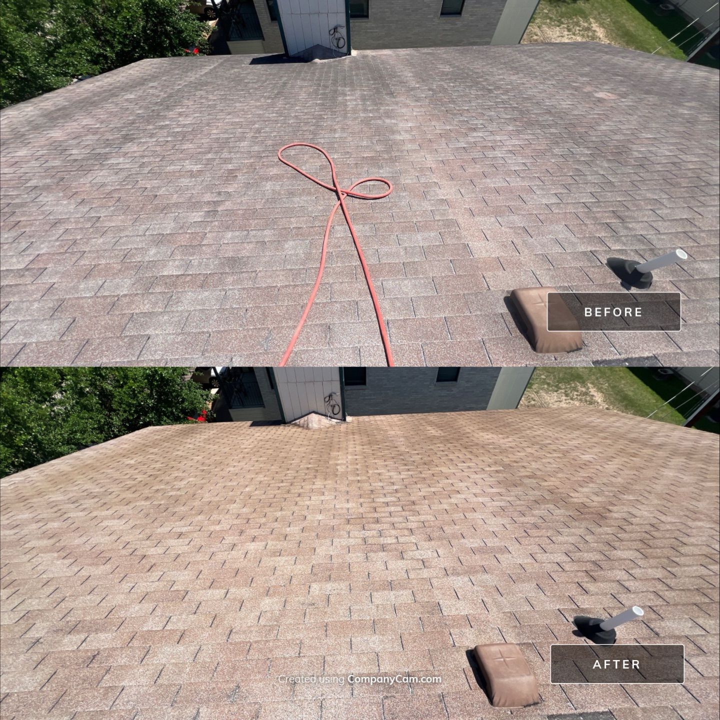 Shingle Roof Washing Project in San Antonio by Bright Choice