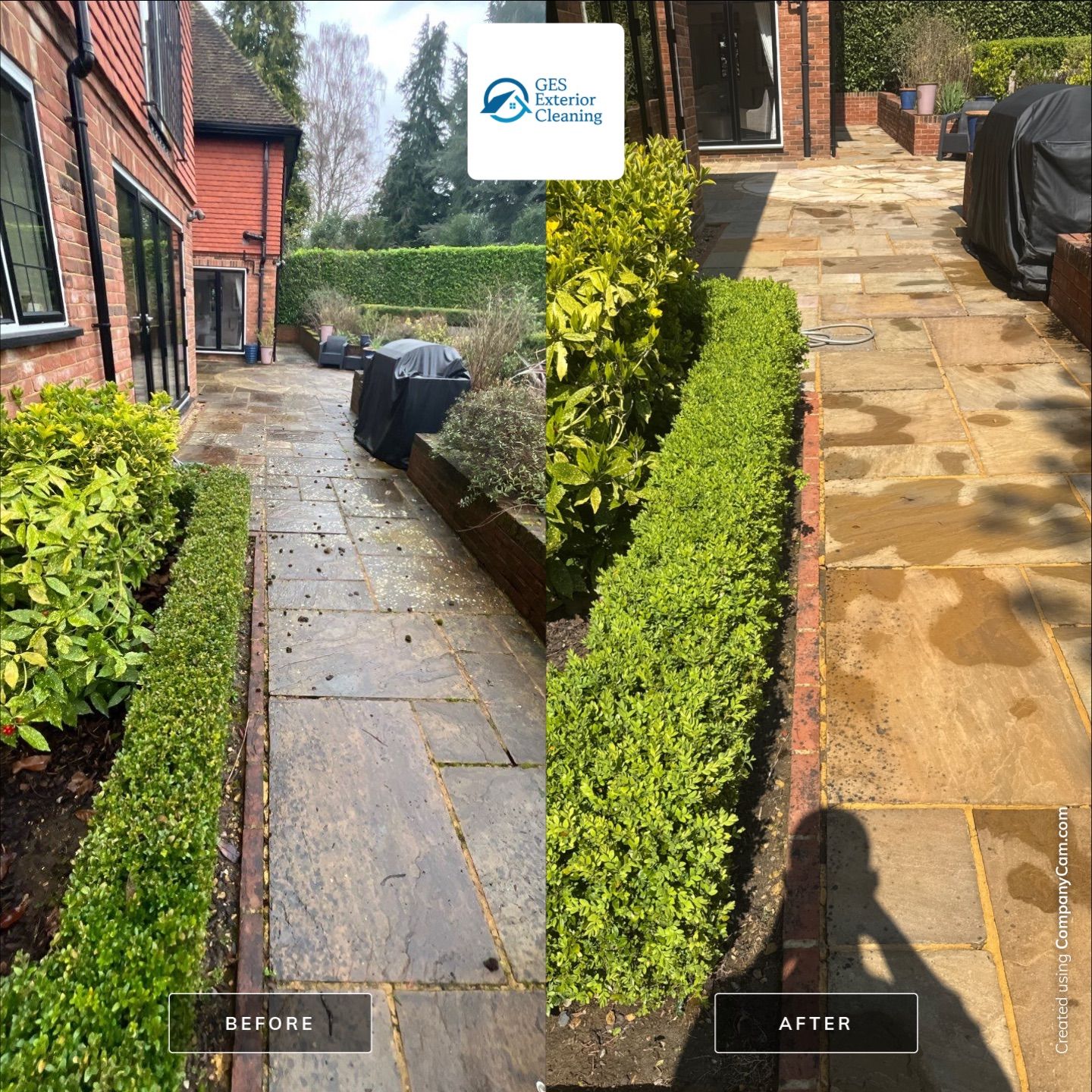 Patio Area Spring Clean using 18inch Whirlaway FSC by Ges Exterior Cleaning ltd