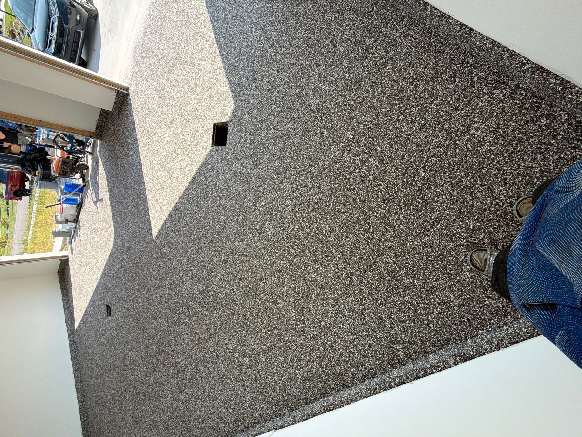 Custom Grey Epoxy Flake Garage Floor Coating in Holland by Gordon Painting