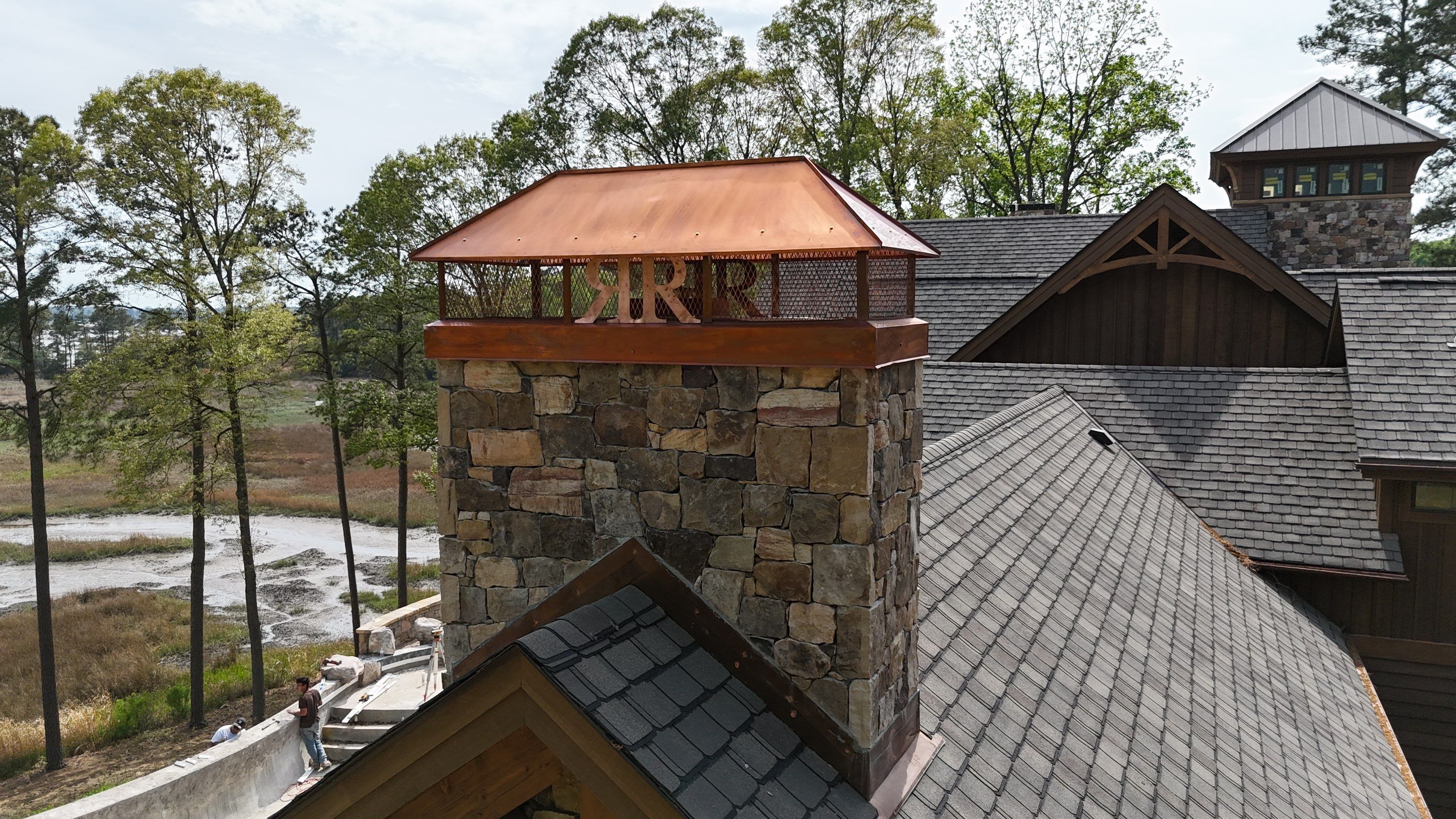 Custom Chimney Caps -  Copper Hip & Ridge