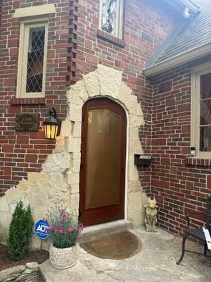 Custom Arched Wood Entry Door with Diamond Glass Replacement in Wilmette by Great American Exteriors