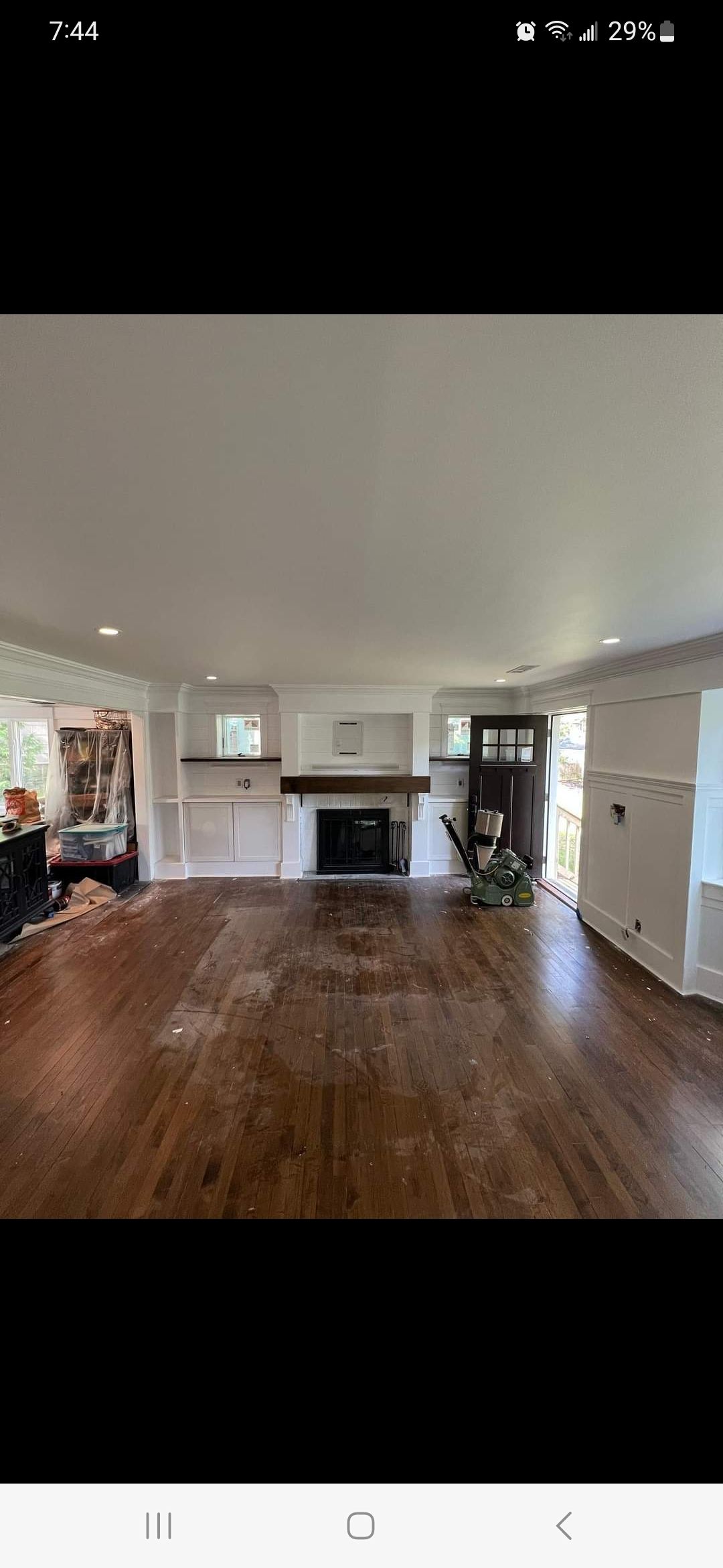 Sand & Refinish Red Oak with Duraseal Jacobean and Bona Mega Satin Finish using Bona Mega Satin by Footprints Floors Morristown