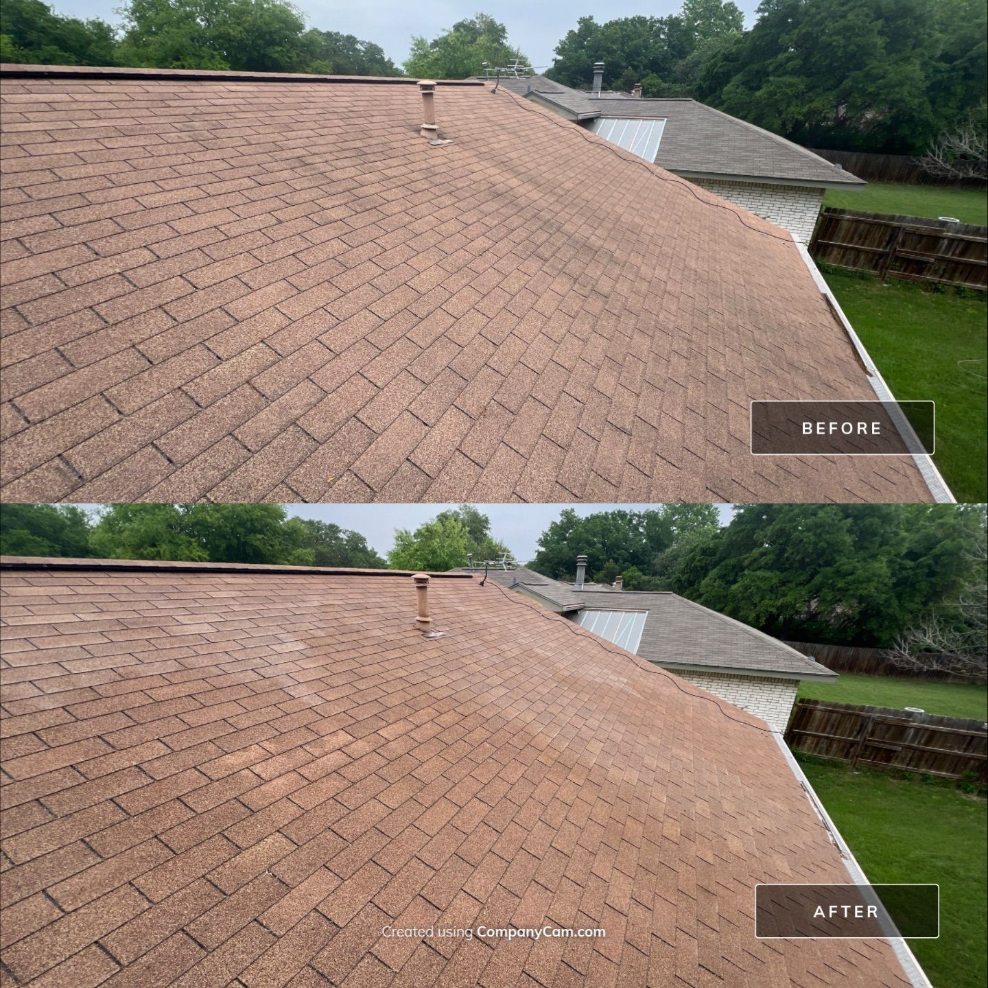 Shingle Roof Wash Project in San Antonio by Bright Choice