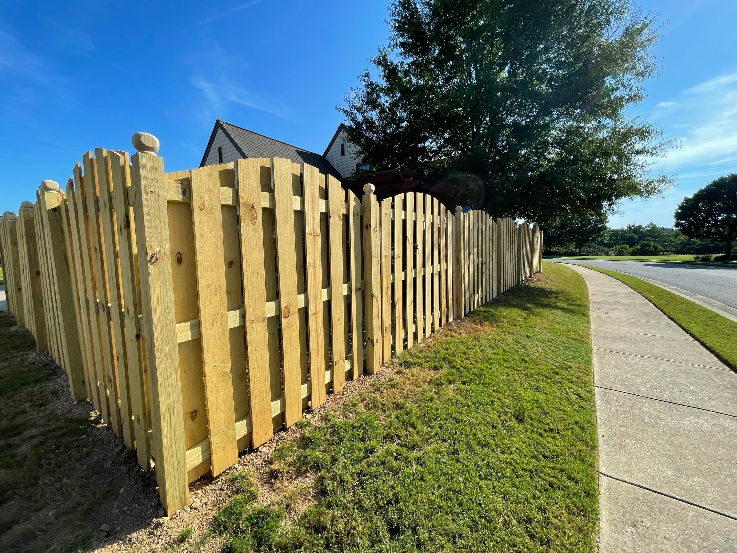 Chase Lake - Arched Shadowbox Fence by Pillar and Pine