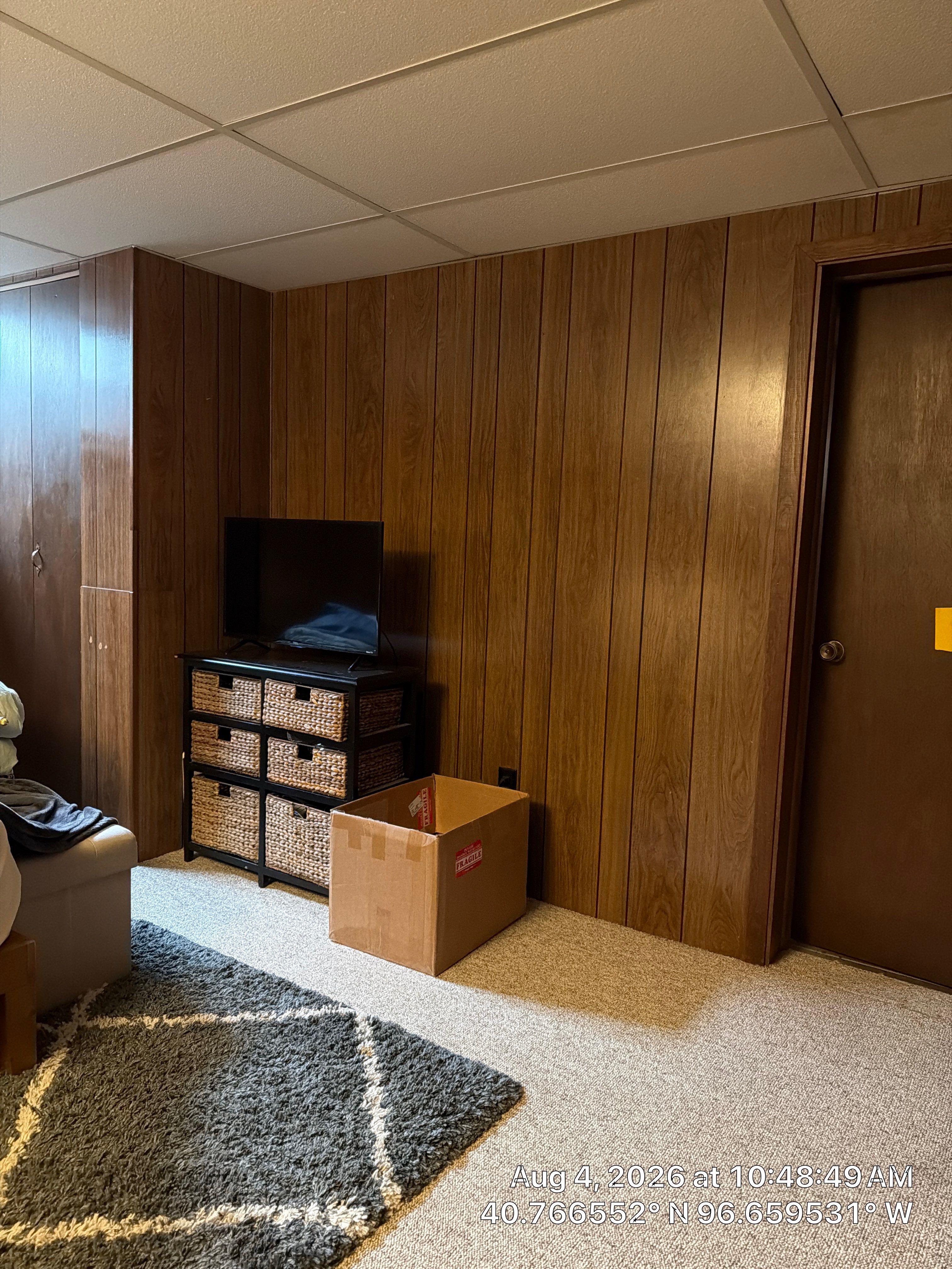 Basement Bedroom Interior Assessment and Ceiling Repair in Lincoln by CompanyCam Sales Demo