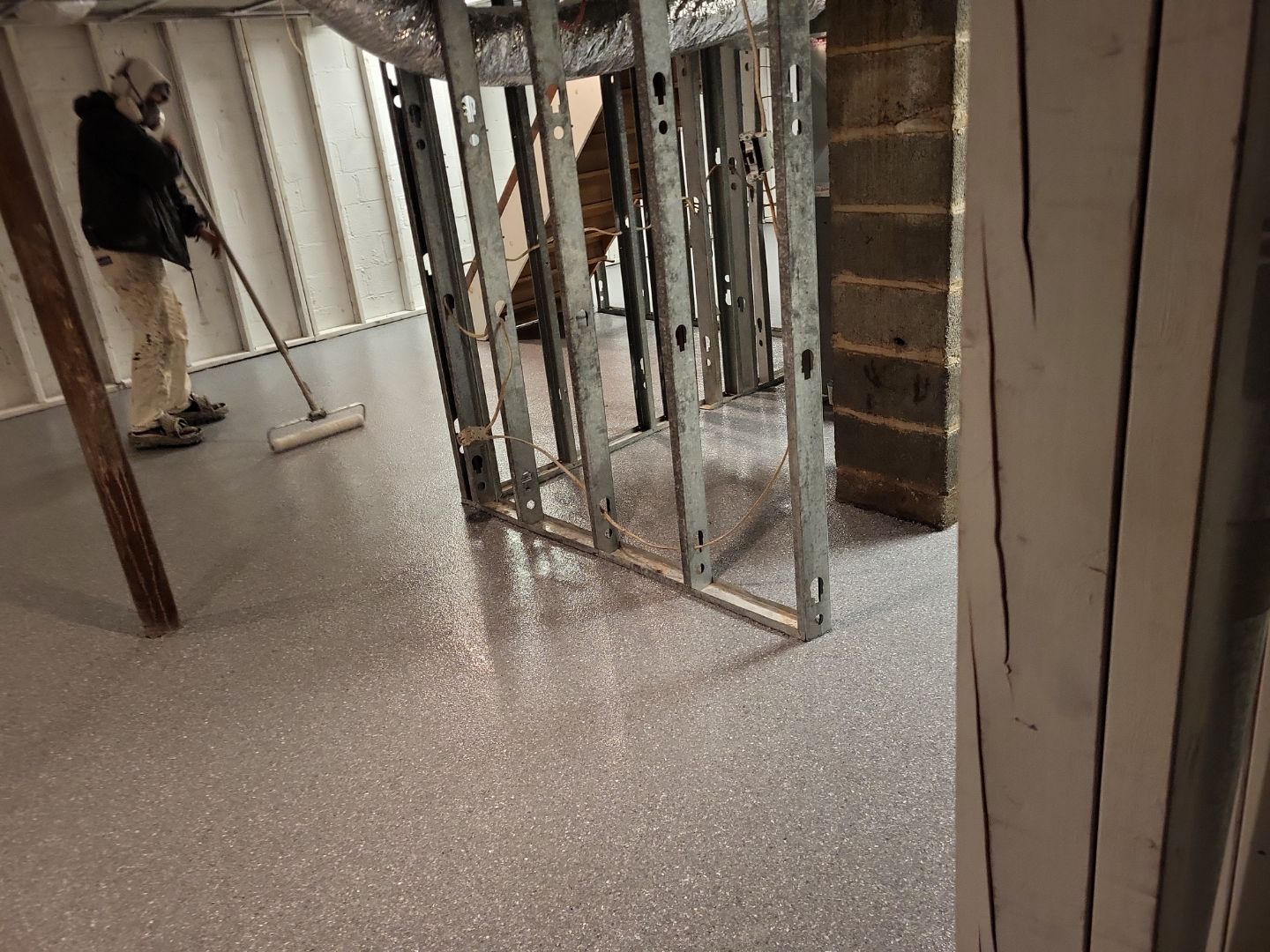 Basement Concrete Floor Coating with Penntek Flake System by Spectrum Painting, LLC